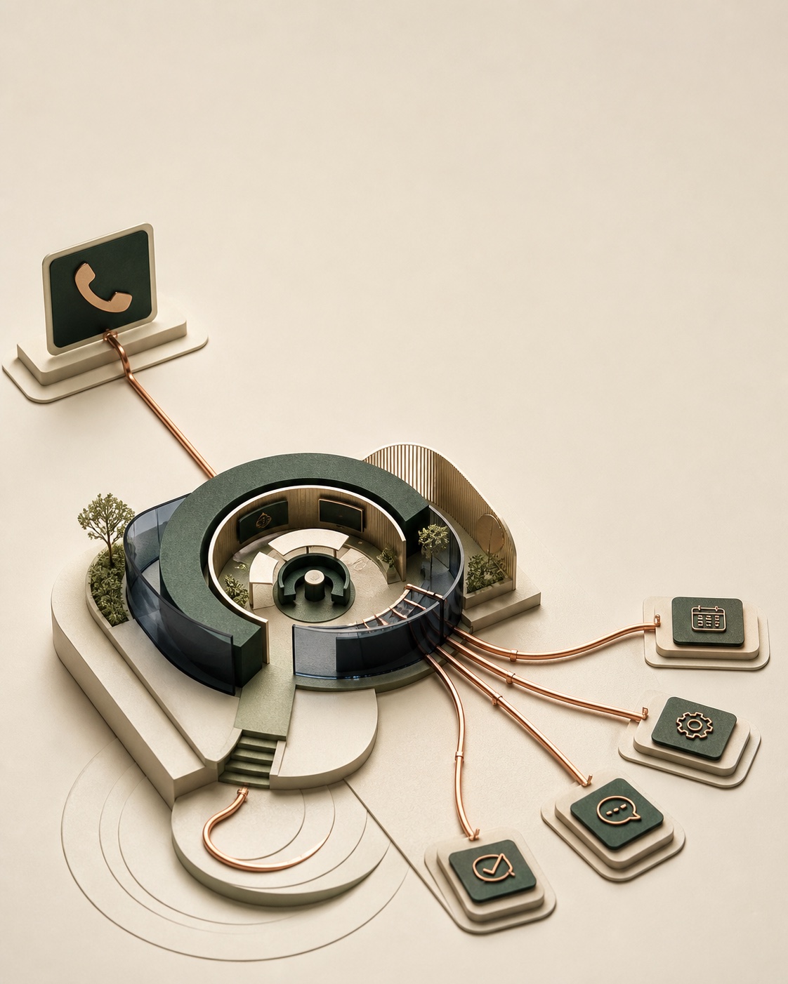 A crafted model of a dedicated inbound line and managed outbound call routes